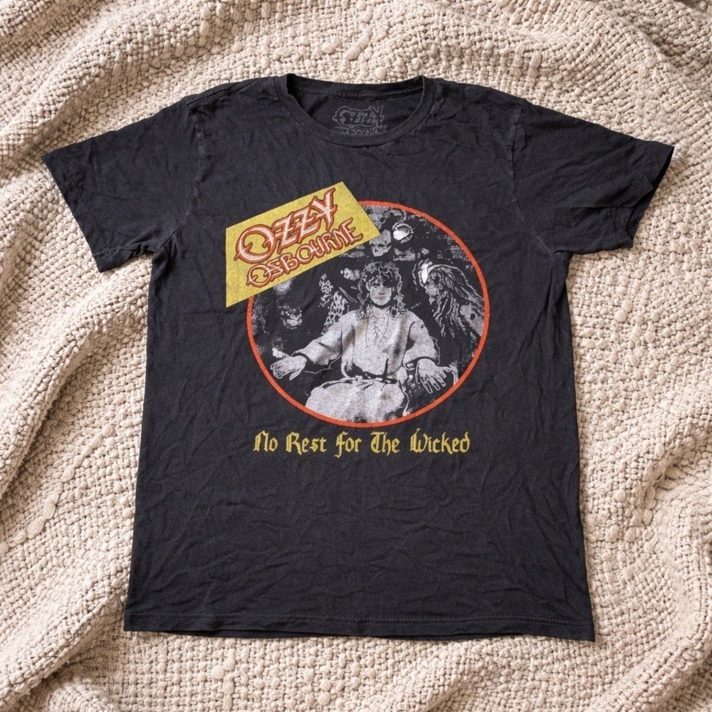 Vintage Ozzy Osbourne No Rest For The Wicked 88-89 Tour Graphic T-Shirt Mens M